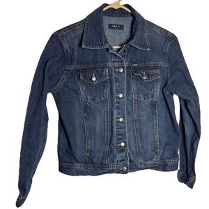 IZOD Jeans‎ Womens Medium Denim Jacket Blue Trucker Made In Brazil